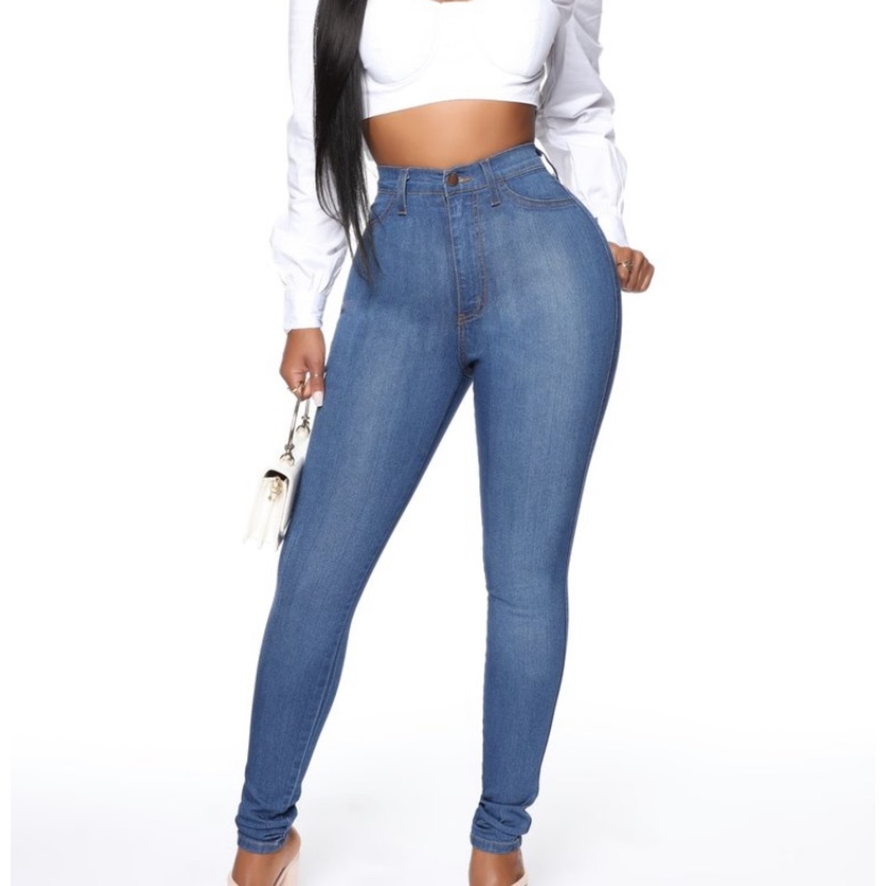 Fashion Nova Medium Wash High Waisted Skinny Jeans